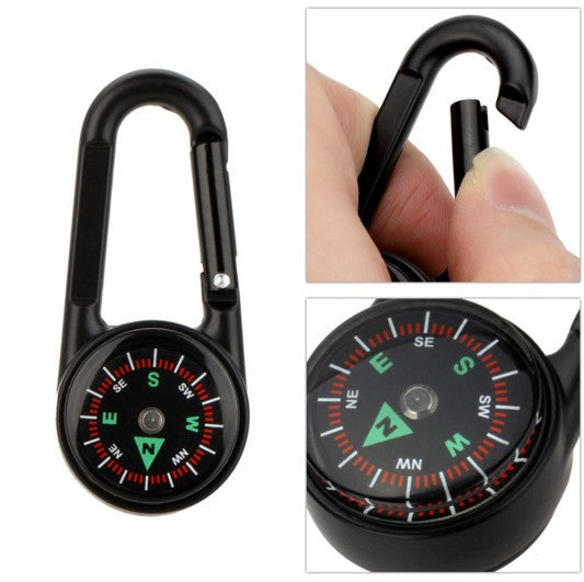 3 in 1 Double Sided Military Mini Compass Carabiner